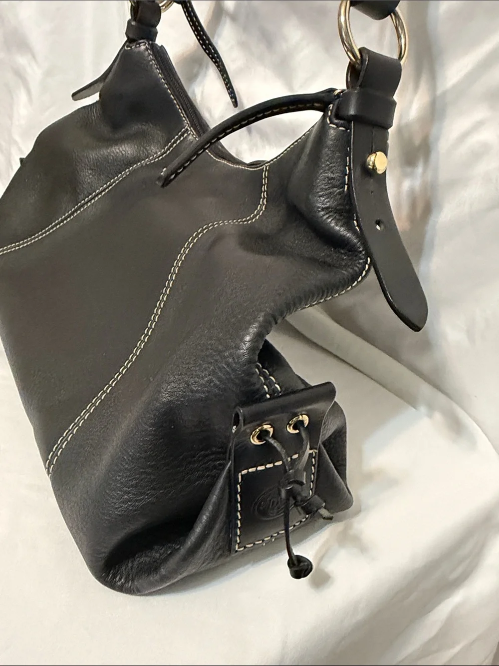 Dooney & Bourke Black Leather Pebbled Shoulder Hobo